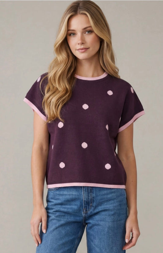 Carly Polka Dot Sweater Top