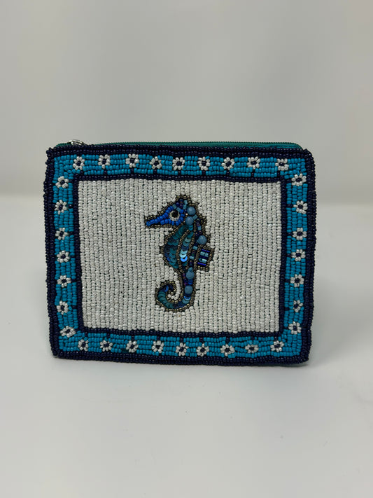 Seahorse Beaded Pouch
