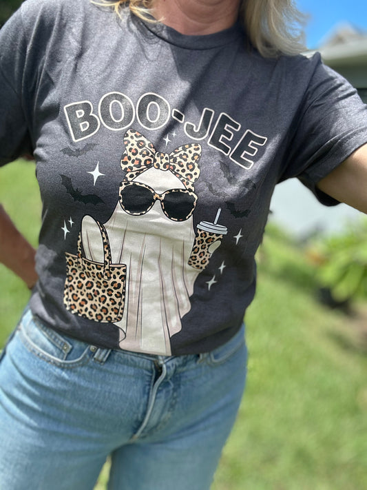 Boo-jee Leopard Ghost- Fall Graphic T-Shirt