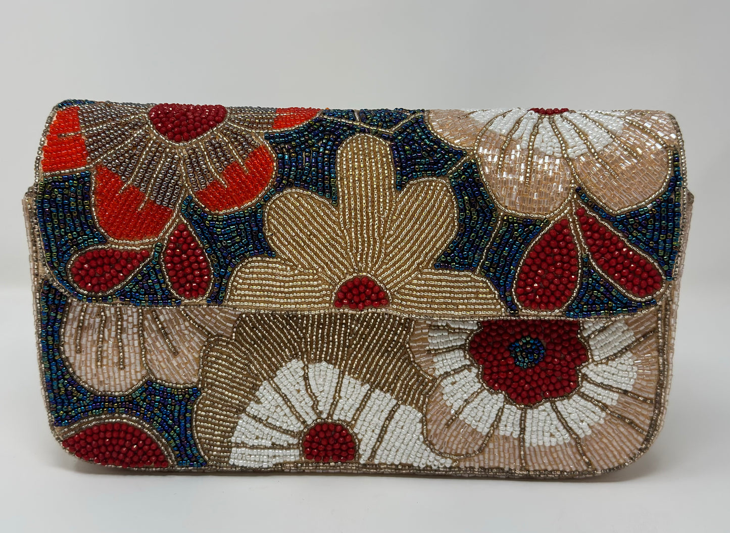 Rose Flower Beaded Shoulder Bag