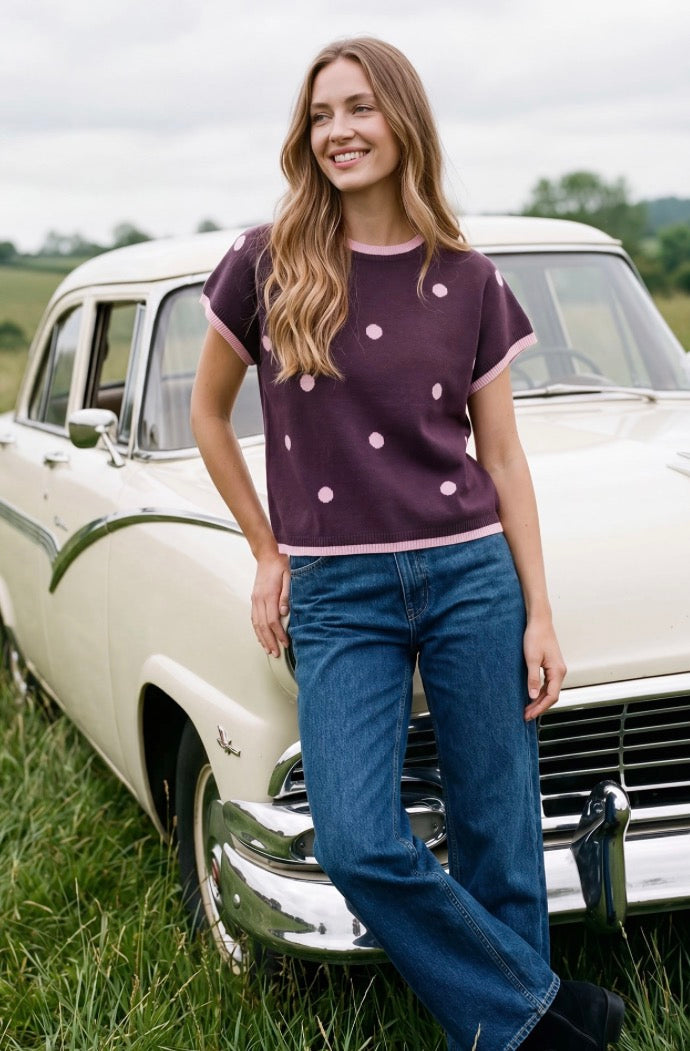Carly Polka Dot Sweater Top